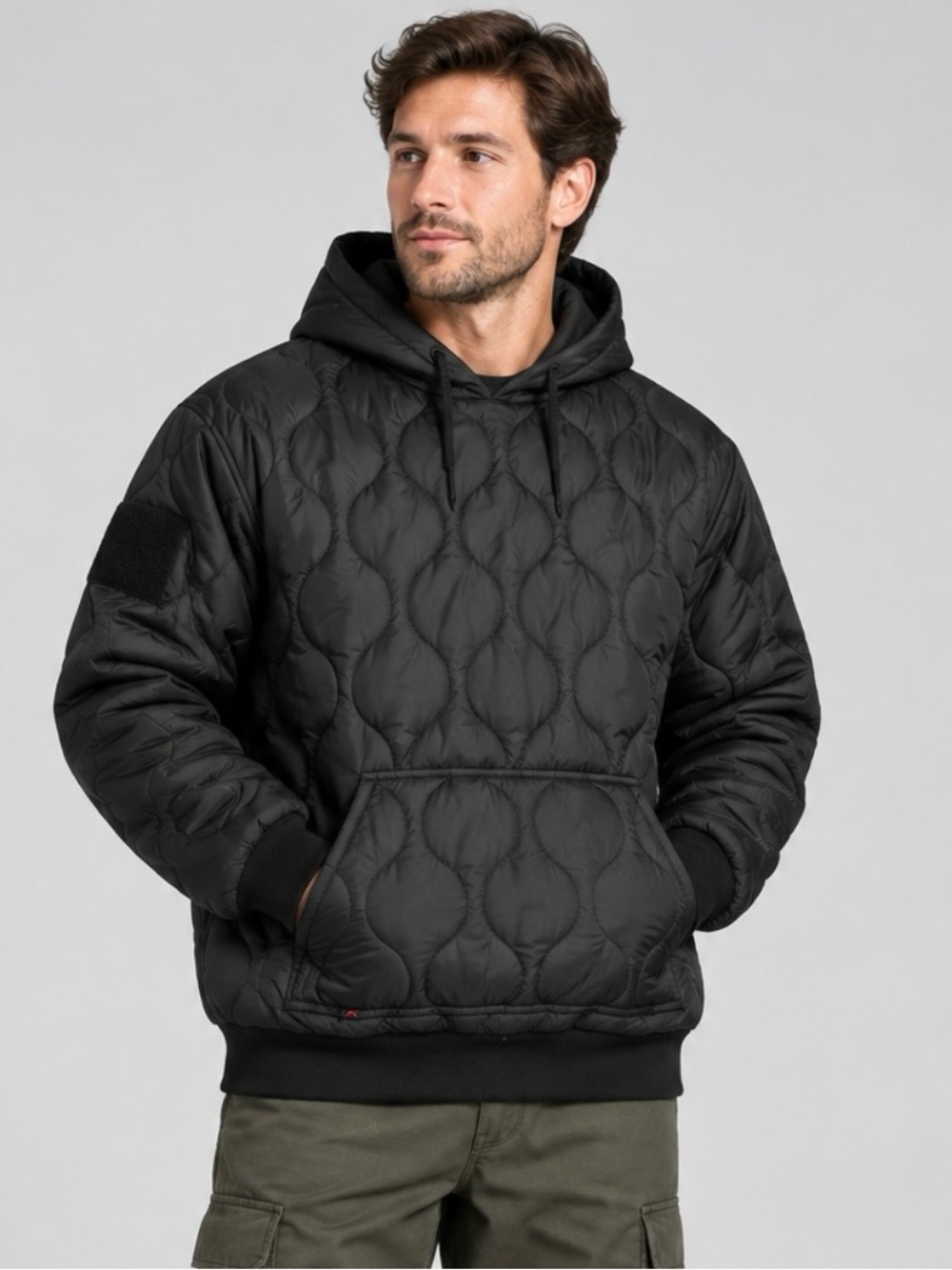 Rothco Men's Large Black Quilted Woobie Pullover Hoodie Tactical Military Style